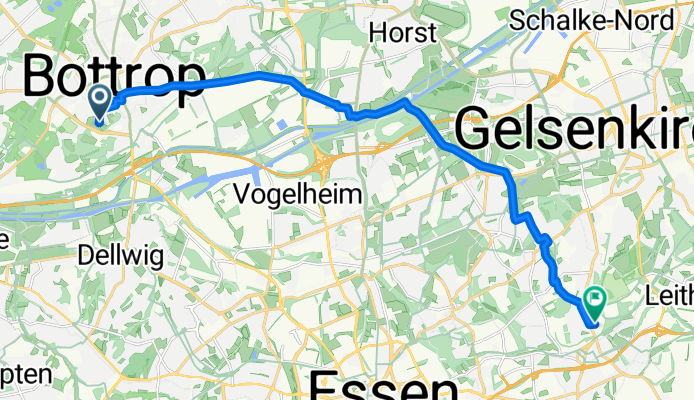 Bergstraße 68, Bottrop nach Rotthauser Straße 40, Essen