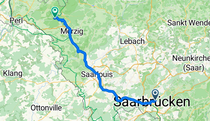 1. Etappe Meerwiesertalweg31, Saarbrücken nach Herbergstraße 1–2, Mettlach