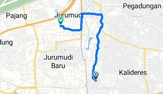 Jalan Warung Gantung 34, Kecamatan Kalideres to Jalan Kompleks Pergudangan Nusa Indah 6, Benda
