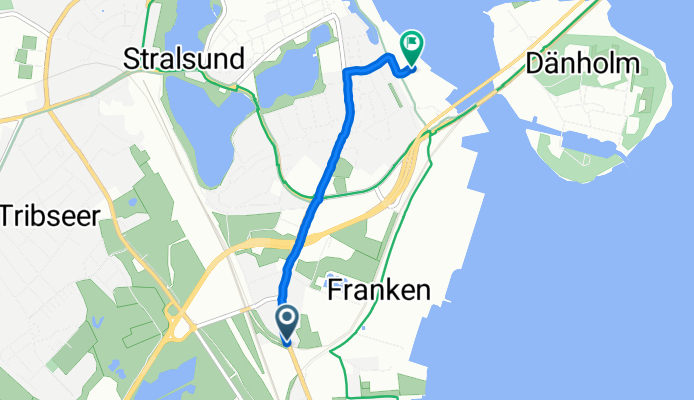 Greifswalder Chaussee 91, Stralsund nach Dänholmstraße 13, Stralsund