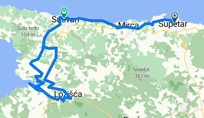 Ulica Kipara Ivana Rendića 6 a, Supetar to Perića Kala 14, Sutivan