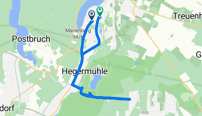 Berliner Straße 95, Strausberg nach Friedrich-Ebert-Straße 10, Strausberg