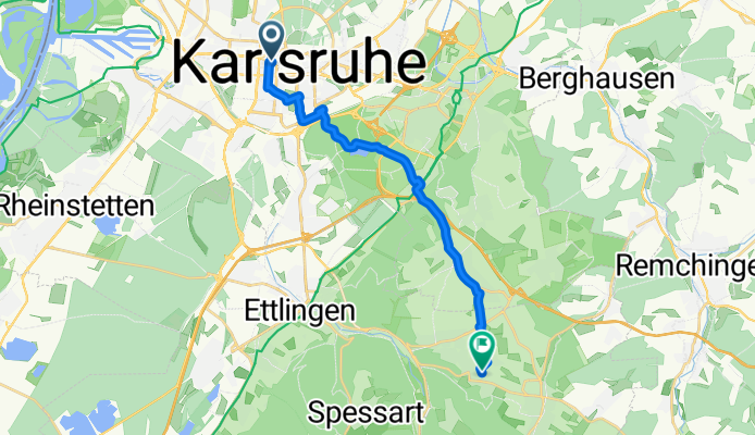 Amalienstraße 24, Karlsruhe nach Adolf-Kolping-Straße 3A, Waldbronn