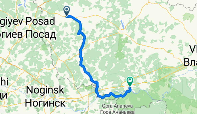 От Вокзальная улица 9, Александров до Железнодорожная улица 7, Петушки