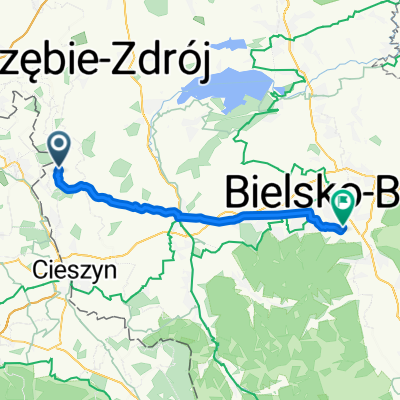Jodłowa 8, Zebrzydowice do Aleja Armii Krajowej 101, Bielsko-Biała