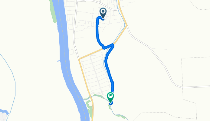 От Российская улица 1, Камызяк до Unnamed Road
