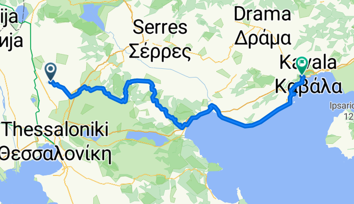 Unnamed Road, Kilkis to Unnamed Road, Kavala