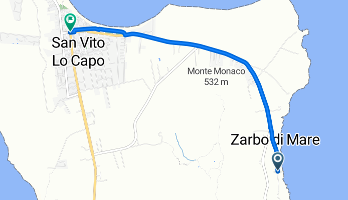 Via Zarbo di Mare 25, San Vito Lo Capo to Via Savoia 87, San Vito Lo Capo