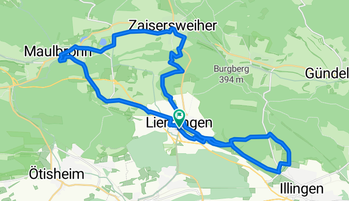 Lienzingen-Maulbronn-Zaisersweiher-Lienzingen-Illingen-Lienzingen