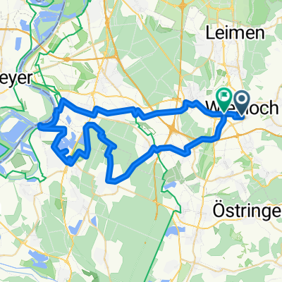 Wiesloch zur Rheinfähre Rheinhausen und zurück