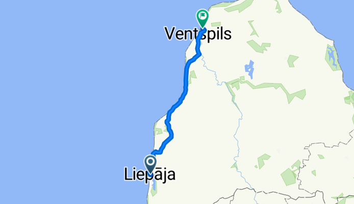 Route from JÅ«rmala - LiepÄja, Liepaja