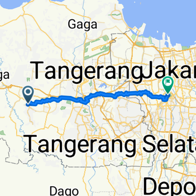 Jalan Dawai 2 35, Kecamatan Cikupa to Jl. Lingkar Gelora 1, Kecamatan Tanah Abang