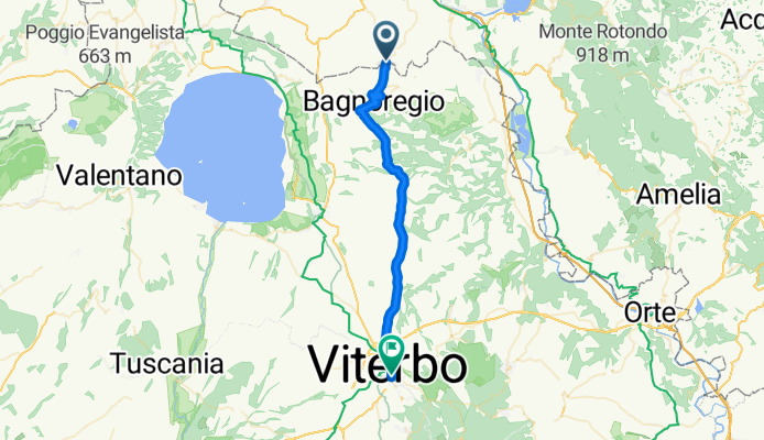 Strada Provinciale Bagnorese, Lubriano naar Via Maresciallo Mariano Romiti 4–12, Viterbo