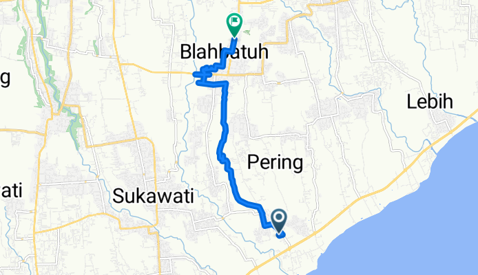 Jalan Pantai Saba, Gianyar to Jalan Wisma Udayana, Gianyar