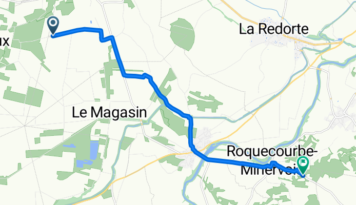 Saint-Henri, Rieux-Minervois to 15 Route de Montbrun, Roquecourbe-Minervois