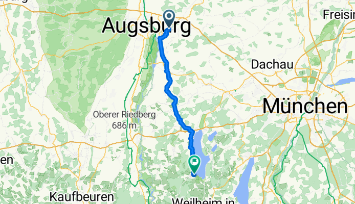 Trienter Straße 22, Friedberg nach Marktplatz 1, Dießen am Ammersee
