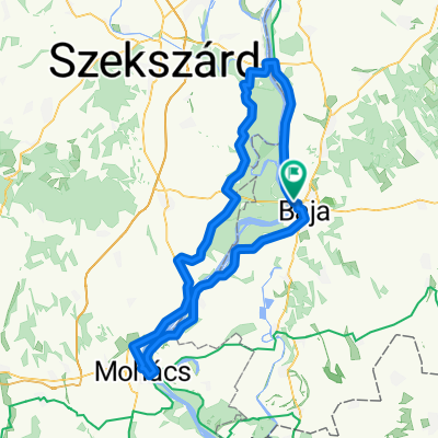 Baja-Szent László híd-Pörböly-Báta-Mohács-Baja