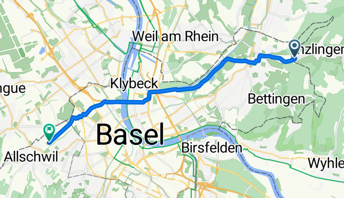 Möndenweg 64A, Inzlingen to Hegenheimermattweg 100, Allschwil