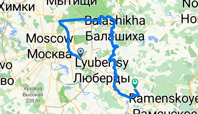 От Рязанский проспект 30 строение 1, Москва до Пристанционная площадь 1, Быково Рц