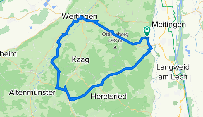 Radltour Markt über Biberbach, Affaltern,Lauterbrunn, Welden, Rischgau, Wertingen, Rieblingen nach Markt.