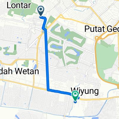 Jalan Bulu Jaya III No.4, Kecamatan Sambikerep to Jalan Wiyung Praja 41, Kecamatan Wiyung