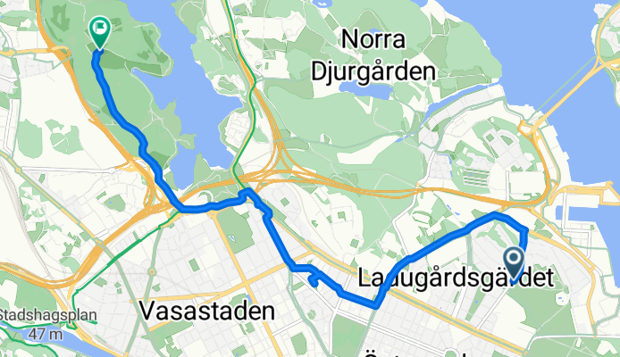 Värtavägen 43, Stockholm to Haga Västra Koppartältet, Solna