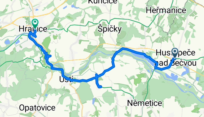 náměstí Míru, Hustopeče nad Bečvou do Komenského 276, Hranice