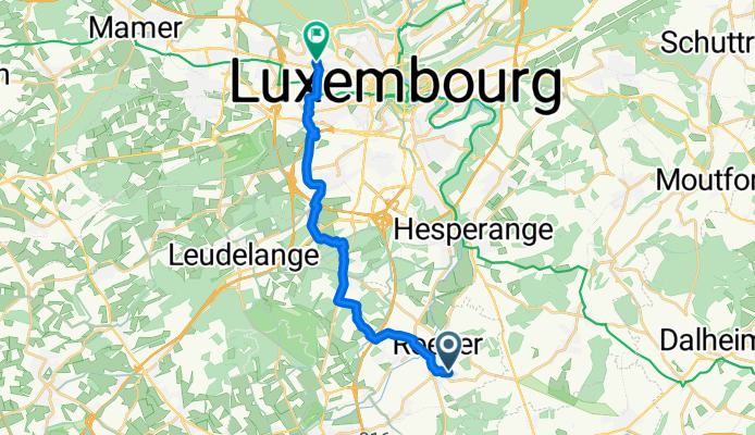 Rue de la Forêt 14, Roeser nach Rue Pierre Federspiel 7, Luxemburg