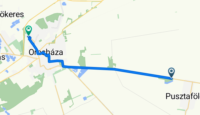 Route to Szent István út 73., Orosháza