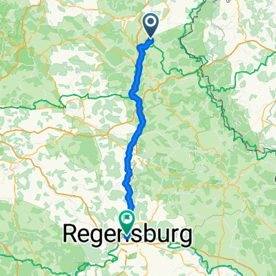 St2172, Püchersreuth nach Rathausplatz 1, Regensburg