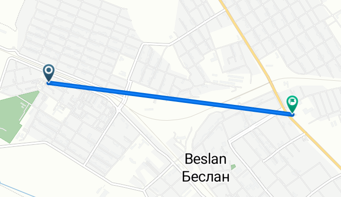 От улица Гагарина, 36, Беслан до улица Фриева, 21Б, Беслан
