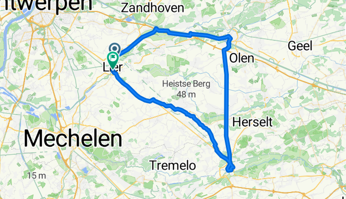 От Lispersteenweg 106, Lier до Netelaan 4, Lier
