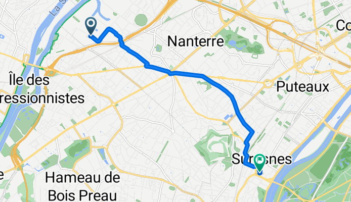 De 8 Rue du Port, Nanterre à Allée Melin, Suresnes