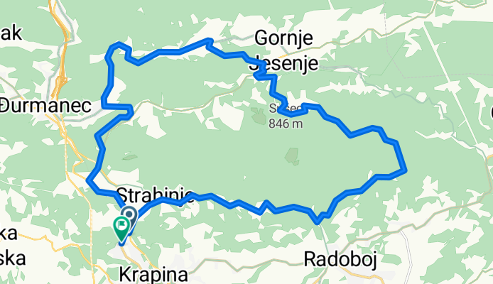 Ulica Matije Gupca 55, Krapina to Šetalište Vilibalda Sluge 13, Krapina