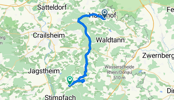 Birkenstraße 21/1, Kreßberg nach Brunnenstraße 10, Stimpfach