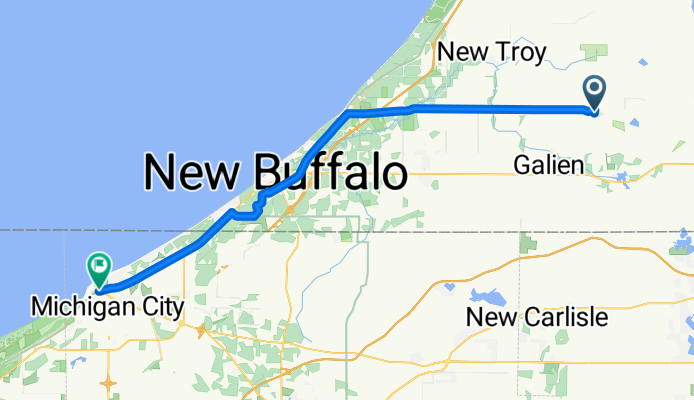 Route to 100 E Michigan Blvd, Michigan City
