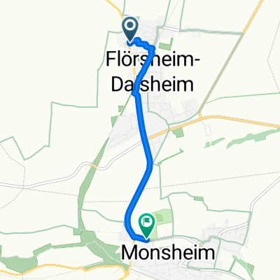 Alzeyer Straße 137A, Flörsheim-Dalsheim nach An den Mühlen 10, Monsheim