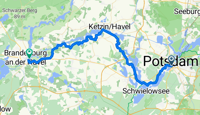 Route: 4. Etappe "Havel-Radweg": Potsdam - Brandenburg