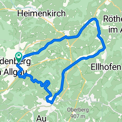 Lindenberg auf den Radweg nach Riedhirsch, Oberhäuser, Weiler und über Schreckenmanklitz wieder nach Ldbg.