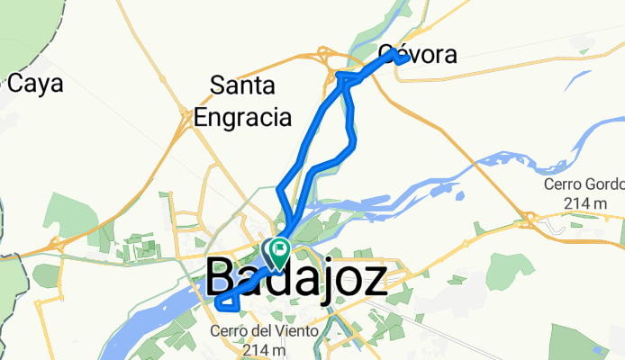 De Avenida Santiago Ramón y Cajal 16, Badajoz a Calle Santa Lucía 15a, Badajoz