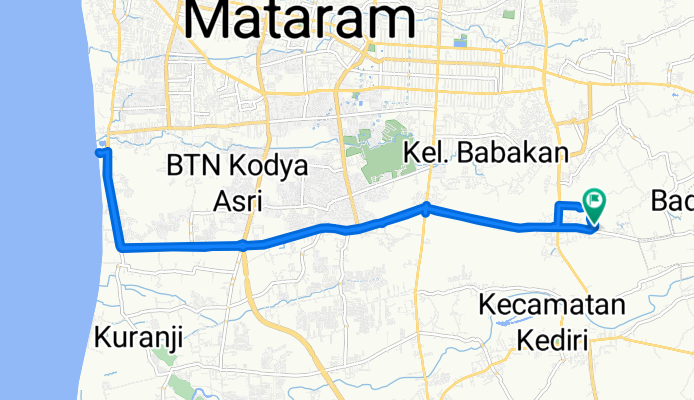 Jalan KEDIRI-NARMADA 15, Kecamatan Labuapi to Jalan KEDIRI-NARMADA 15, Kecamatan Labuapi