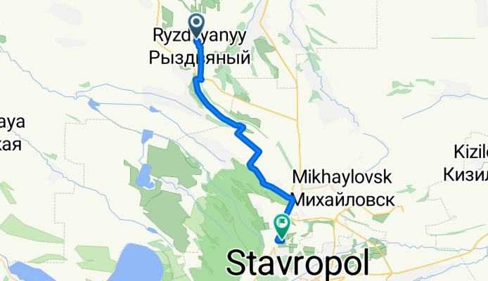 От улица 8 Марта 36, Рыздвяный до улица Северная, Ставрополь