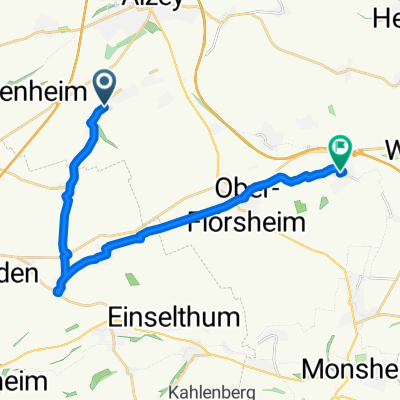 Bahnhofstraße 81, Freimersheim nach Auf der Au 1A, Gundersheim