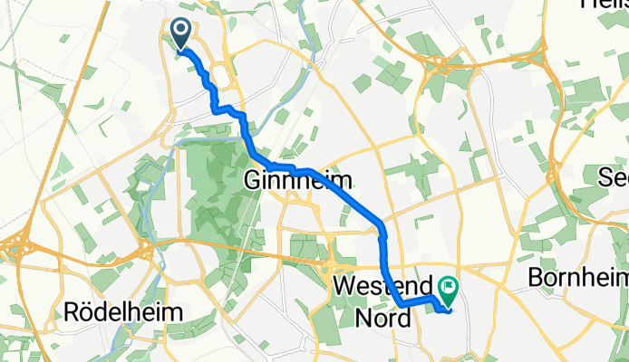 Praunheimer Weg 84, Frankfurt am Main nach Oeder Weg 110A, Frankfurt am Main
