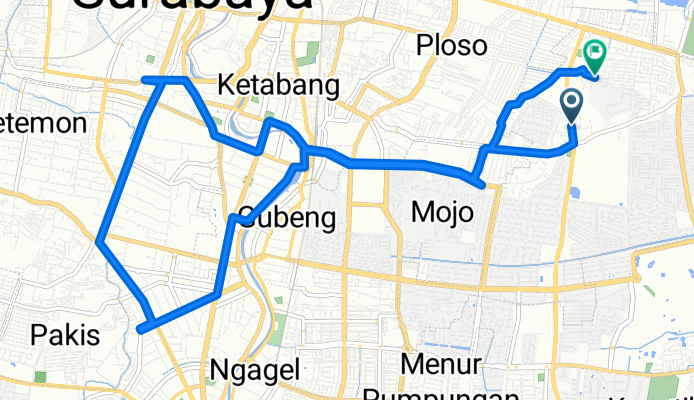 Jalan Dokter Ir. Haji Soekarno 79, Kecamatan Mulyorejo to Jalan Kalijudan X 39, Kecamatan Mulyorejo