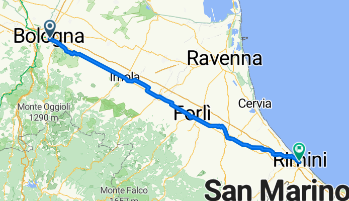 Da Via de' Pepoli 4/3, Bologna a Piazza Camillo Benso Conte di Cavour 28, Rimini