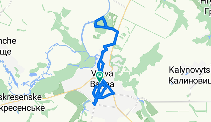 От вулиця Миру 14, Варва до вулиця Миру 14, Варва