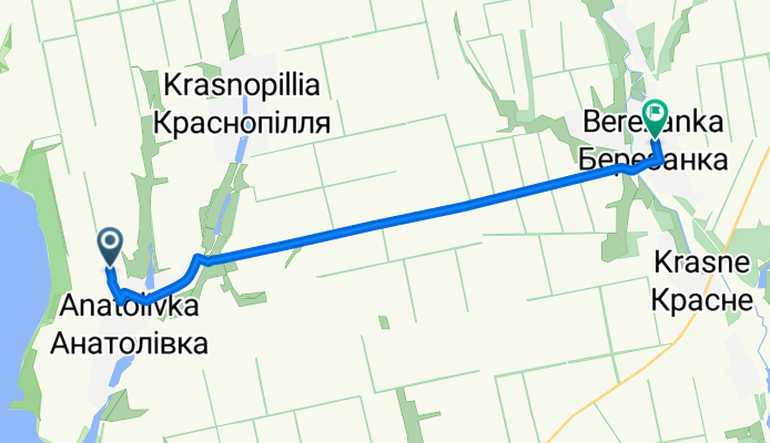 Маршрут в Степная улица, Березанка