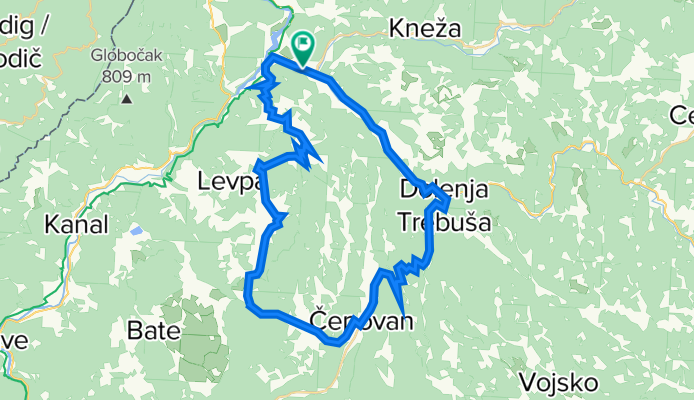 Most na Soči-Tolminski Lom-Kal nad Kanalom-Lokavec-Čepovan-Dolenja Trebuša-Most na Soči