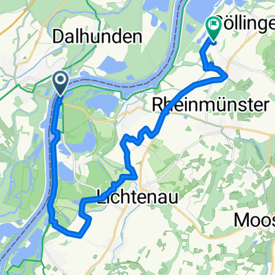 Route nach Grünfeldstraße, Rheinmünster